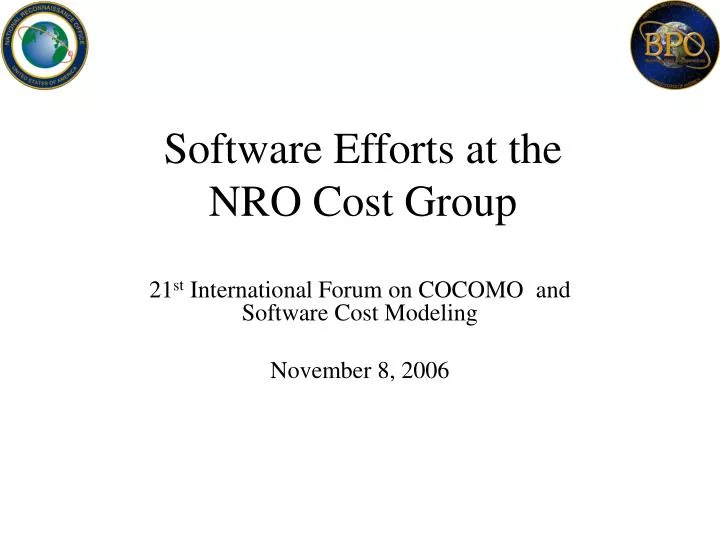 software efforts at the nro cost group
