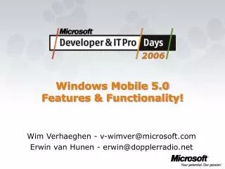 Windows Mobile 5.0 Features &amp; Functionality!