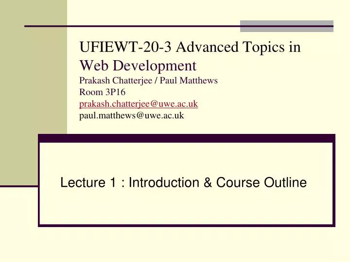 lecture 1 introduction course outline