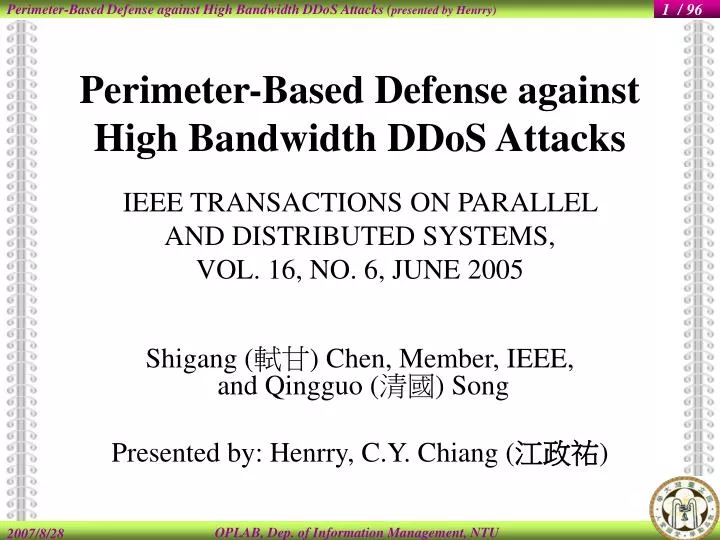 shigang chen member ieee and qingguo song presented by henrry c y chiang