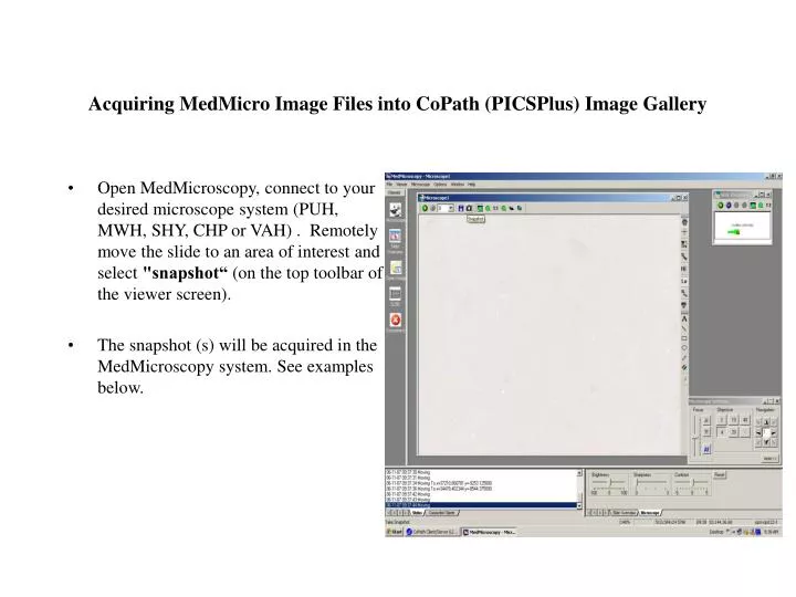 acquiring medmicro image files into copath picsplus image gallery