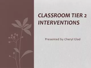 Classroom Tier 2 Interventions