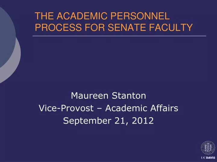 the academic personnel process for senate faculty
