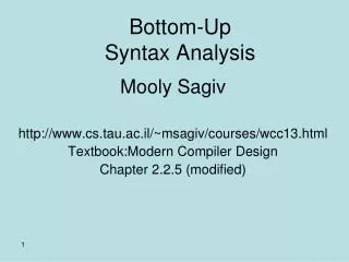 Bottom-Up Syntax Analysis