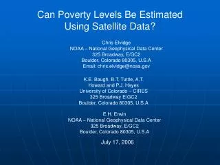 Can Poverty Levels Be Estimated Using Satellite Data?