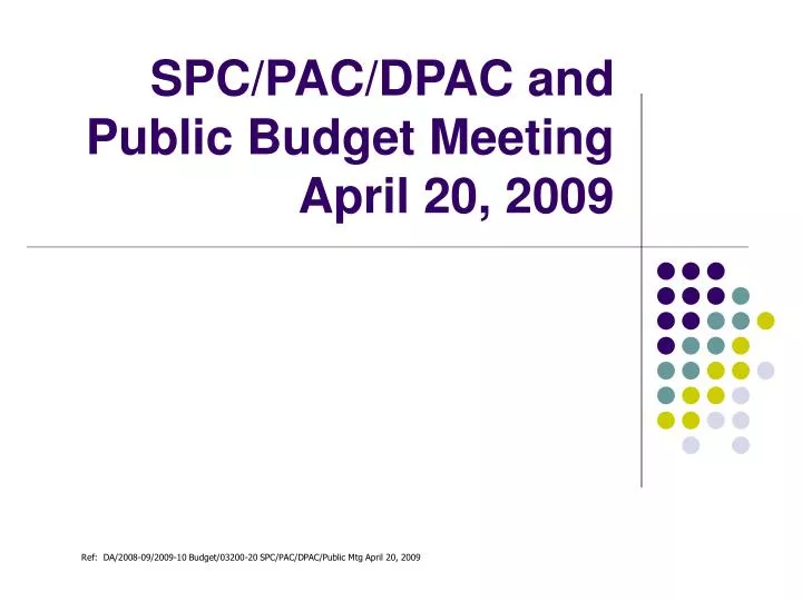 spc pac dpac and public budget meeting april 20 2009