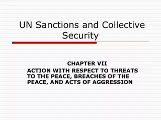 UN Sanctions and Collective Security