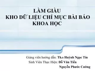 l m gi u kho d li u ch m c b i b o khoa h c