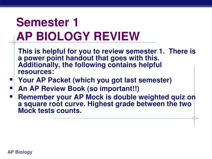 semester 1 ap biology review