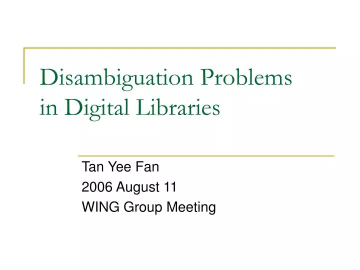 disambiguation problems in digital libraries