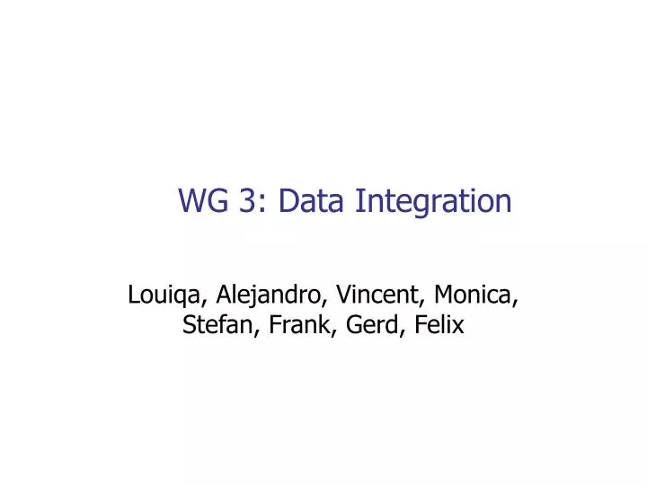 wg 3 data integration