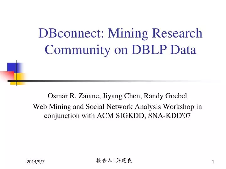 dbconnect mining research community on dblp data
