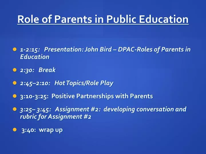 role of parents in public education