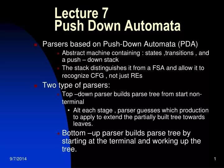 lecture 7 push down automata