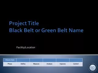 Project Title Black Belt or Green Belt Name