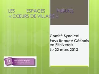 les espaces publics c urs de village