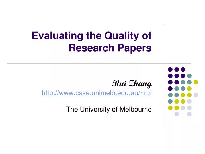 evaluating the quality of research papers