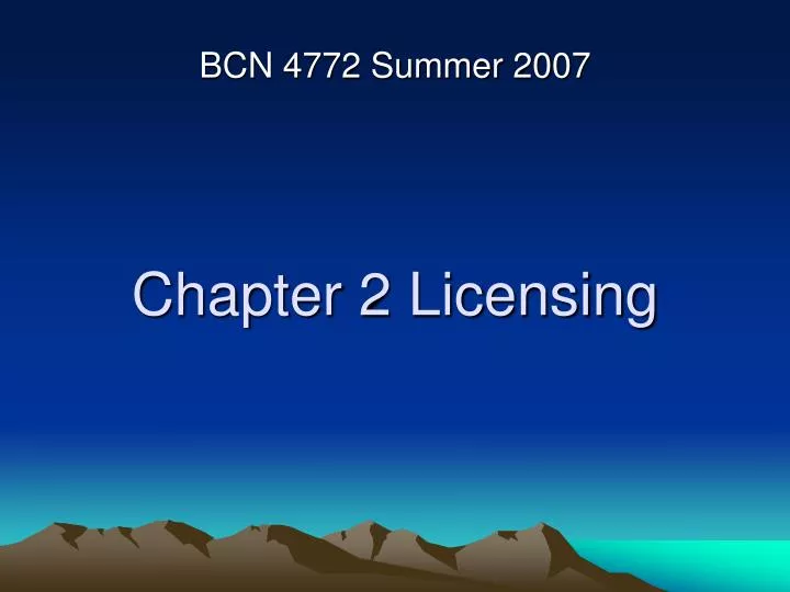 chapter 2 licensing