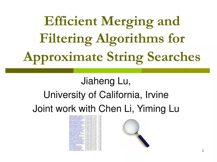 efficient merging and filtering algorithms for approximate string searches