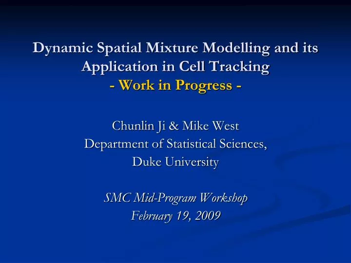 dynamic spatial mixture modelling and its application in cell tracking work in progress