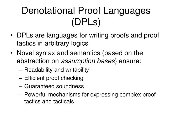 denotational proof languages dpls