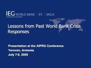 Lessons from Past World Bank Crisis Responses