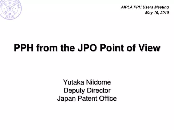 pph from the jpo point of view