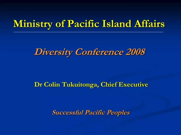 ministry of pacific island affairs