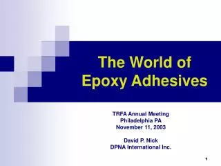 The World of Epoxy Adhesives
