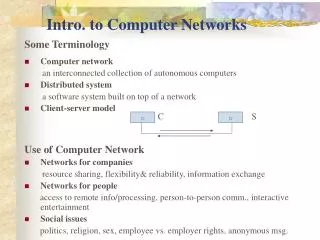 Intro. to Computer Networks