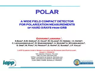 POLAR A WIDE FIELD COMPACT DETECTOR FOR POLARIZATION MEASUREMENTS of HARD X-RAYS from GRB