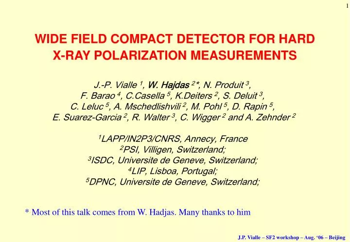 wide field compact detector for hard x ray polarization measurements
