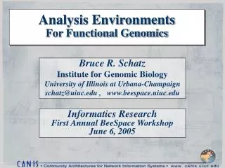 Analysis Environments For Functional Genomics