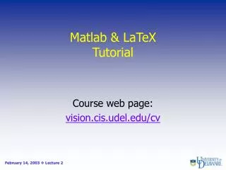 Matlab &amp; LaTeX Tutorial