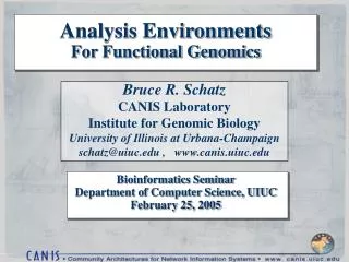 Analysis Environments For Functional Genomics
