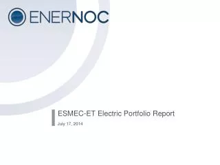 ESMEC-ET Electric Portfolio Report