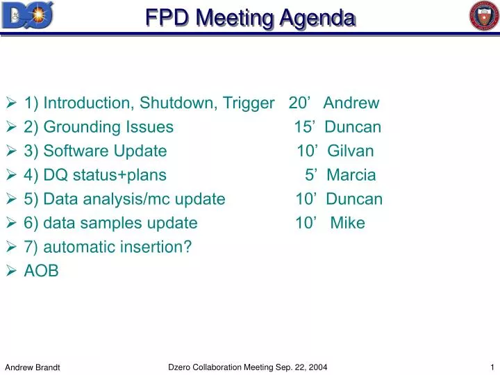 fpd meeting agenda