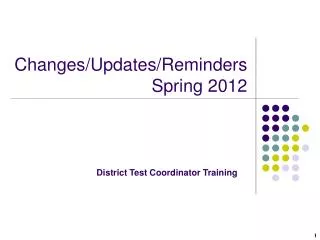 Changes/Updates/Reminders Spring 2012