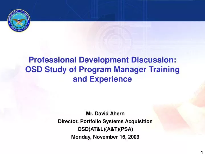 professional development discussion osd study of program manager training and experience