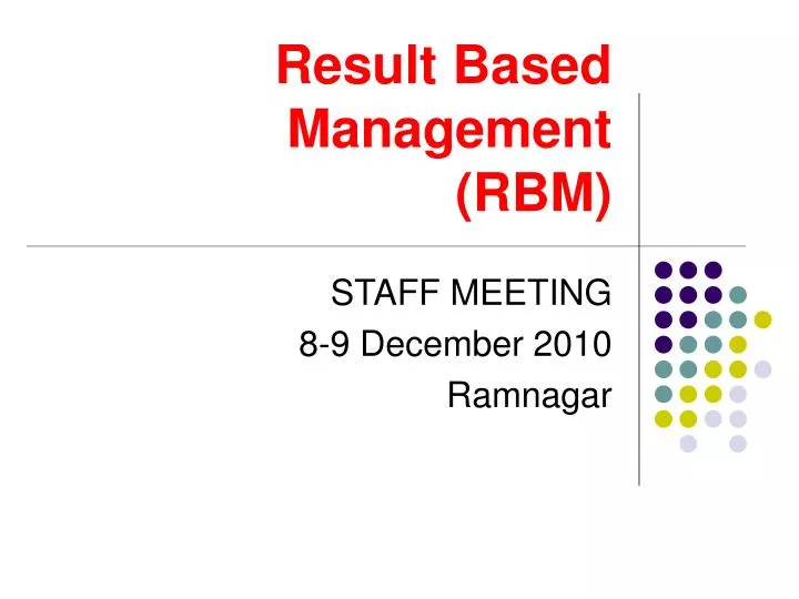 result based management rbm