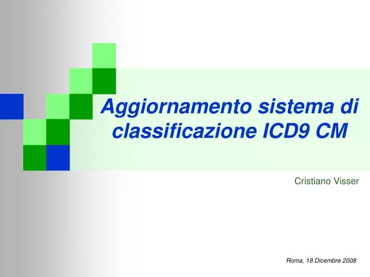 aggiornamento sistema di classificazione icd9 cm