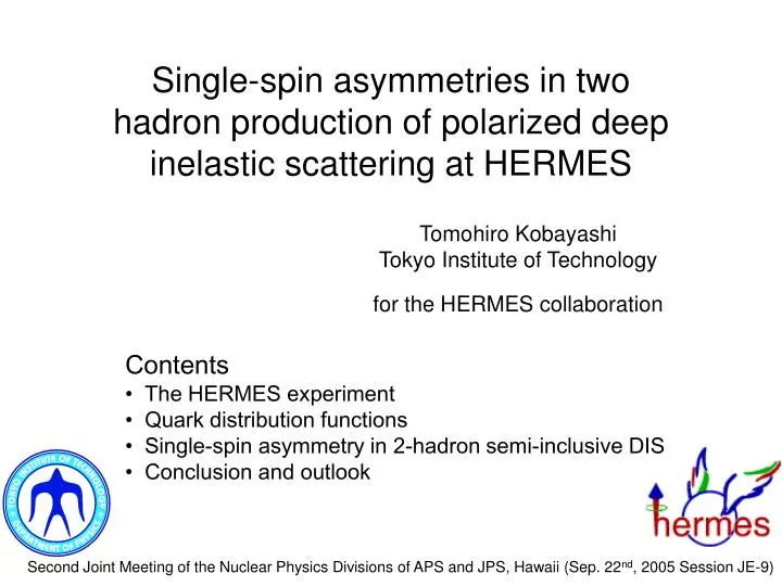 single spin asymmetries in two hadron production of polarized deep inelastic scattering at hermes