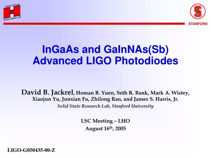 ingaas and gainnas sb advanced ligo photodiodes