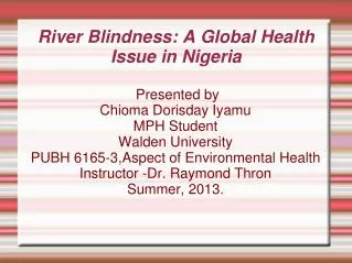 River Blindness: A Global Health Issue in Nigeria