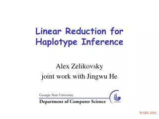 Linear Reduction for Haplotype Inference