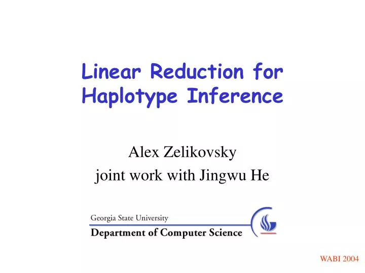linear reduction for haplotype inference