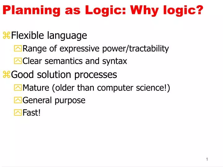 planning as logic why logic