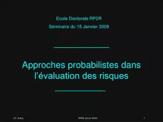 approches probabilistes dans l valuation des risques