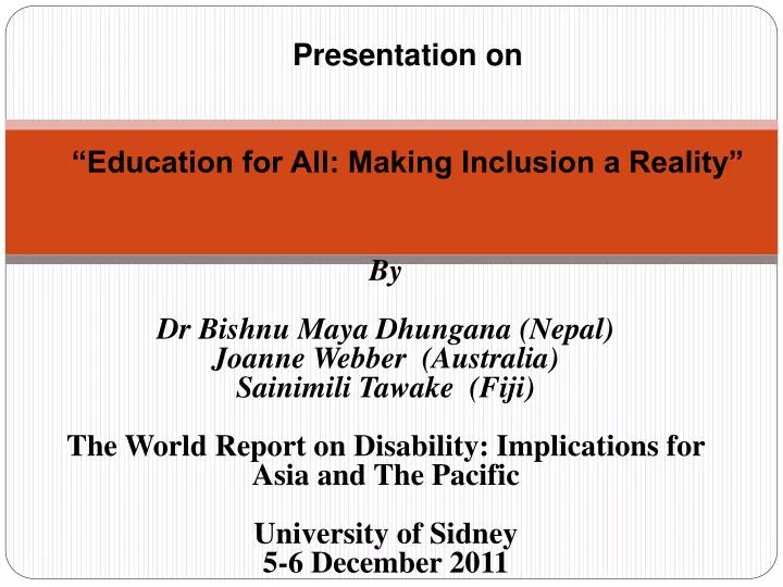 presentation on education for all making inclusion a reality