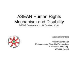 ASEAN Human Rights Mechanism and Disability